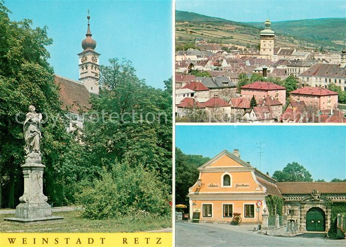 Retz Statue Kirche Panorama Schloss Gasthaus