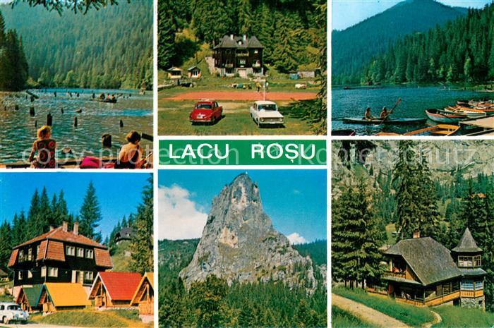 Lacu Rosu Badesee Bootsliegeplatz Bungalows Felsformation Gaestehaus