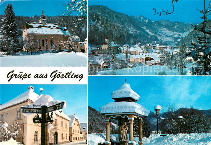 Goestling Ybbs Kirche Panorama Wegweiser Hallenbad Pavillon