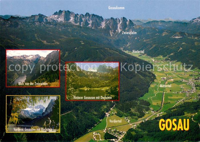 Gosau Oberoesterreich Panorama Gosausee Zwieselalm mit Gosaukamm und Blick zum D