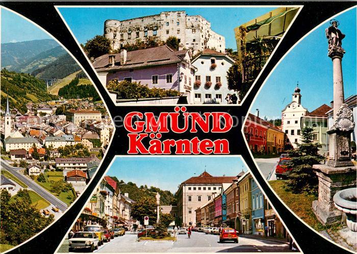 Gmuend Kaernten Panorama Burgruine Ortspartien Denkmal