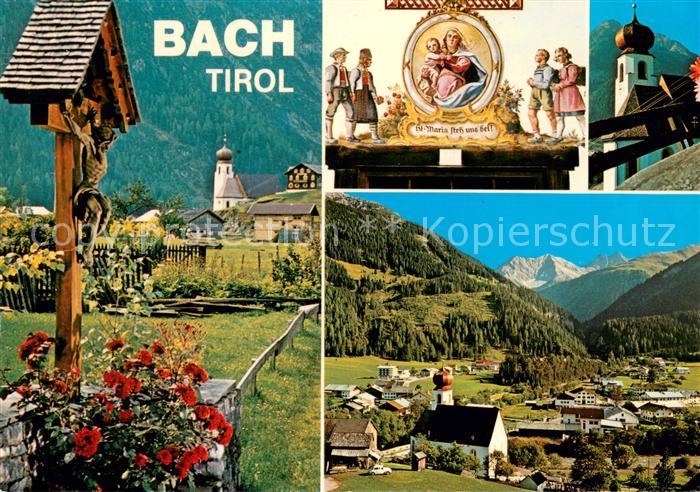 Bach Tirol Teilansicht mit Wegekreuz Marienaltar Kirche Panorama