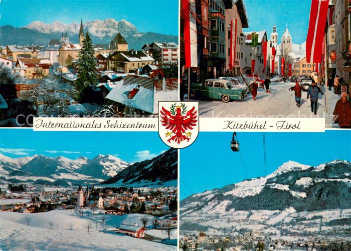 Kitzbuehel Tirol mit Wildem Kaiser Hauptstrasse Panorama Kitzbueheler Horn