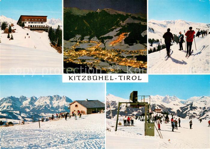 Kitzbuehel Tirol Bergrestaurant Hahnenkamm Nachtansicht Skizirkus Bergstation St