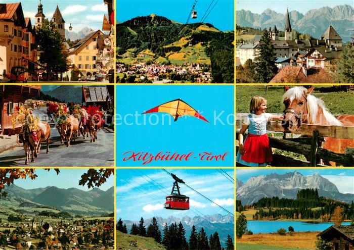 Kitzbuehel Tirol Vorderstadt Hornbahn Wilder Kaiser Almabtrieb Drachen Haflinger