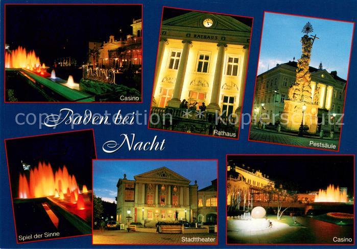 Baden Wien Casino Rathaus Pestsaeule Spiel der Sonne Stadttheater Casino