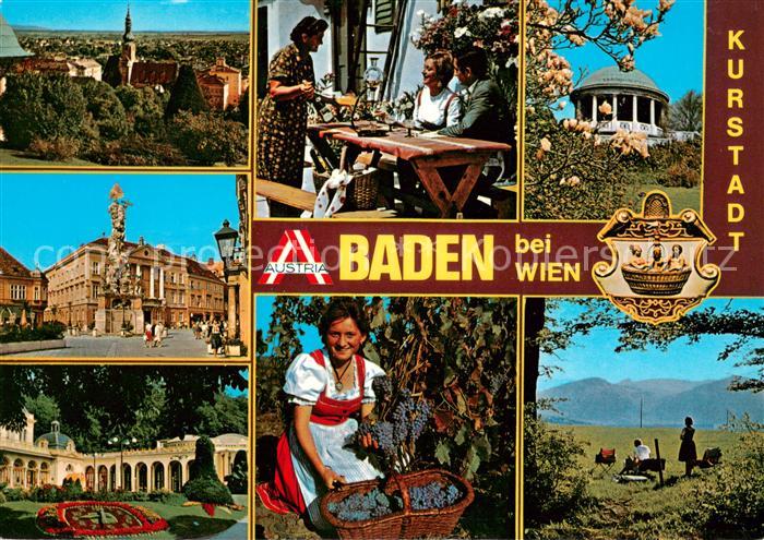 Baden Wien Panorama Lanner Strauss Denkmal Beethoventempel Blumenuhr Winzerin Pa