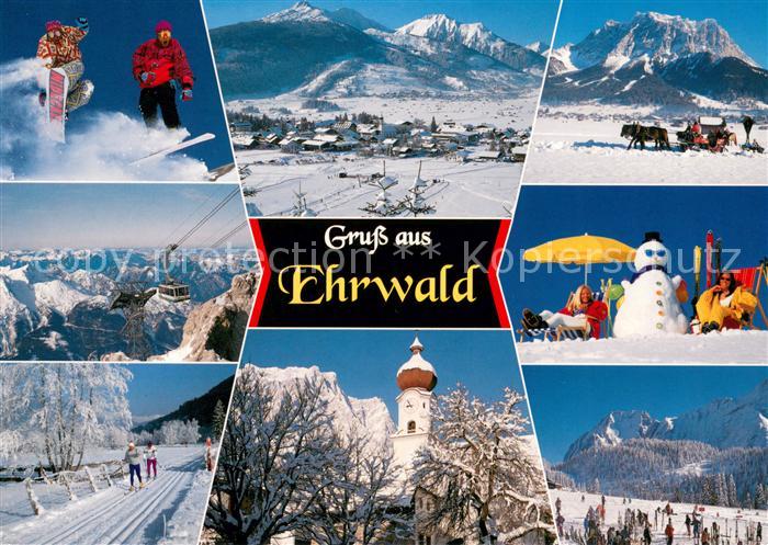 Ehrwald Tirol Winterpanorama Pferdeschlitten Langlaufloipe Kirche Skipiste