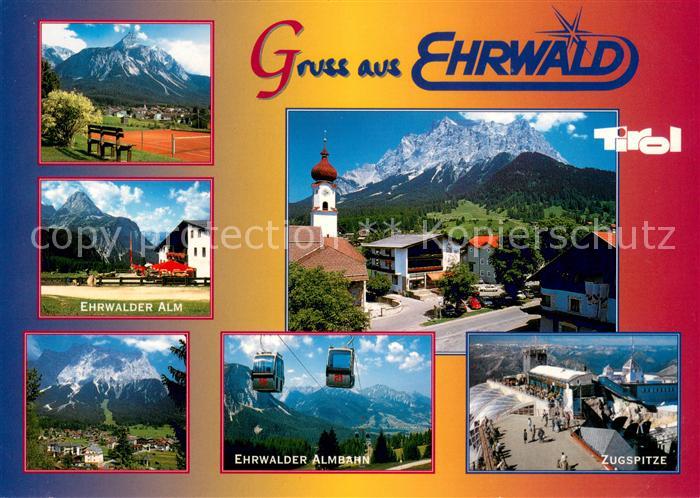 Ehrwald Tirol Tennisplatz Ehrwalder Alm Panorama Seilbahn Zugspitze Kirche