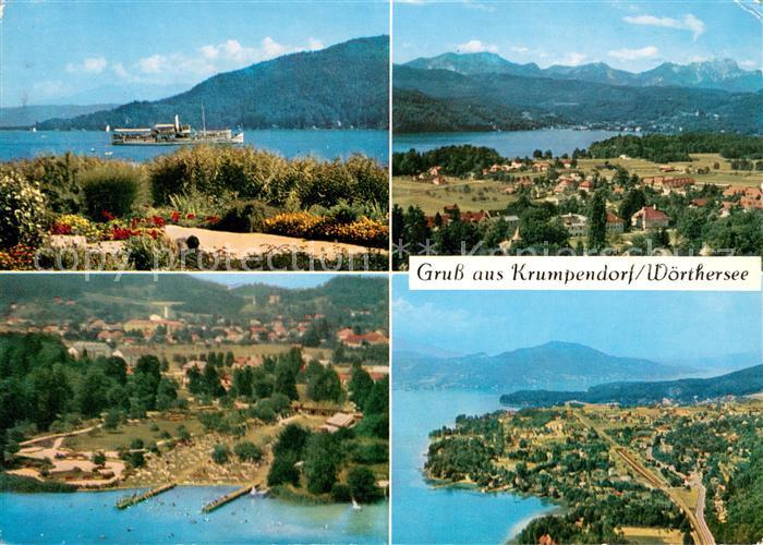 Krumpendorf Woerthersee Panorama Fahrgastschiff Fliegeraufnahmen