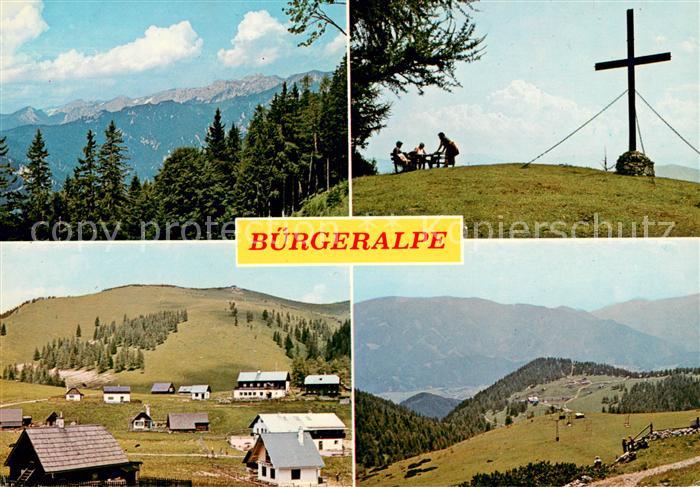 Aflenz Aflenzer Buergeralpe mit Schoenleiten Gipfelkreuz Panorama