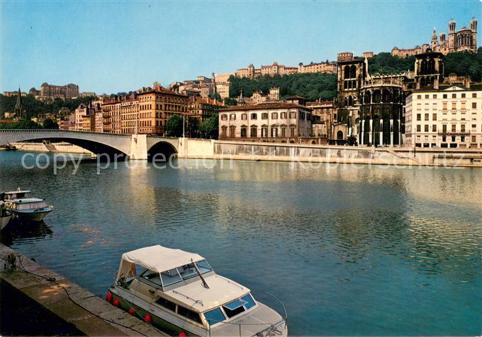 Lyon France La Saone Pont Bonaparte Cathedrale St J