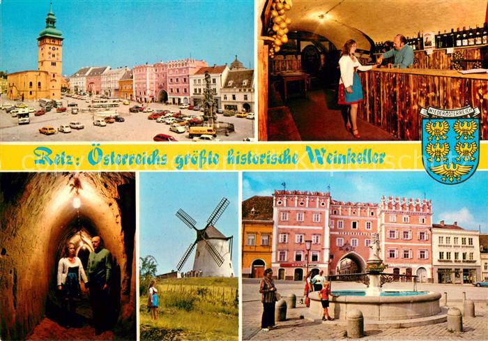 Retz Rathaus Hauptplatz Kellerausschank Kellerroehre Windmuehle Verderberhaus