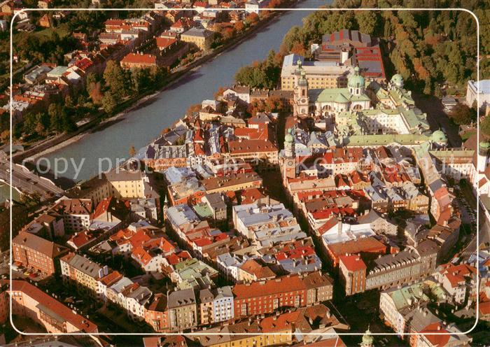 Innsbruck Altstadt mit Innbruecke Fliegeraufnahme