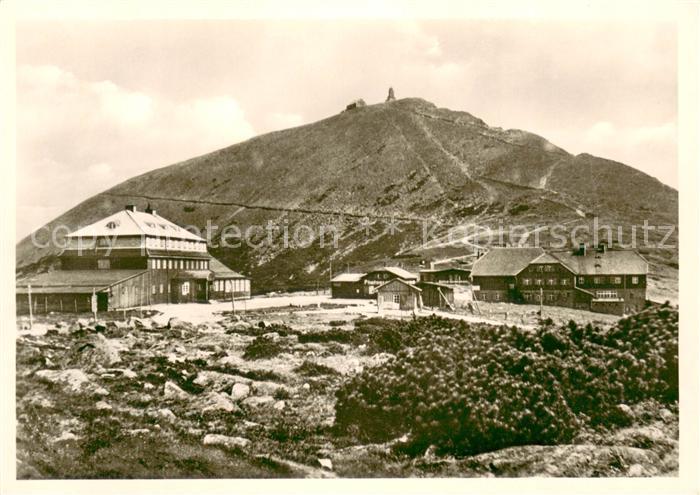 Schneekoppe Snezka mit Schlesierhaus und Riesenbaude