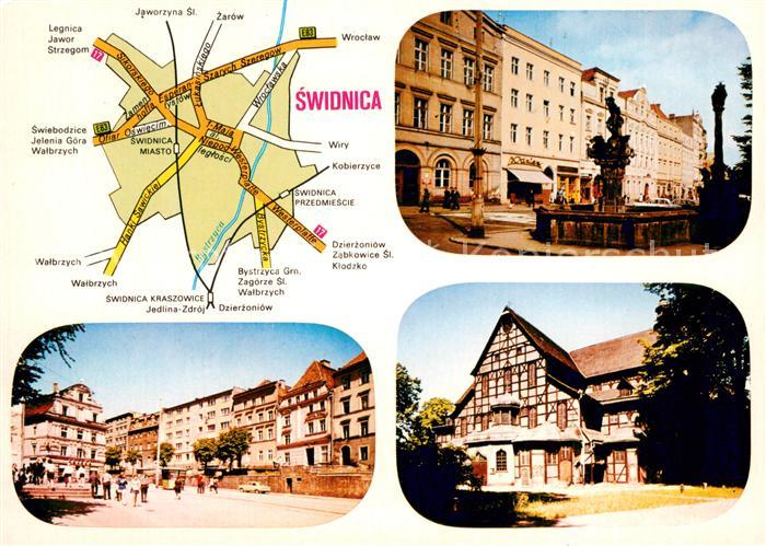 Swidnica Rynek studnia z Neptunem Plac Wolnosci Kosciol Pokoju