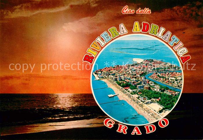 Grado Gorizia Fliegeraufnahme Sonnenuntergang am Meer