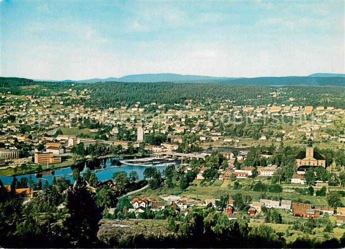 Kongsberg Utsikt over byen Kirken til hogre