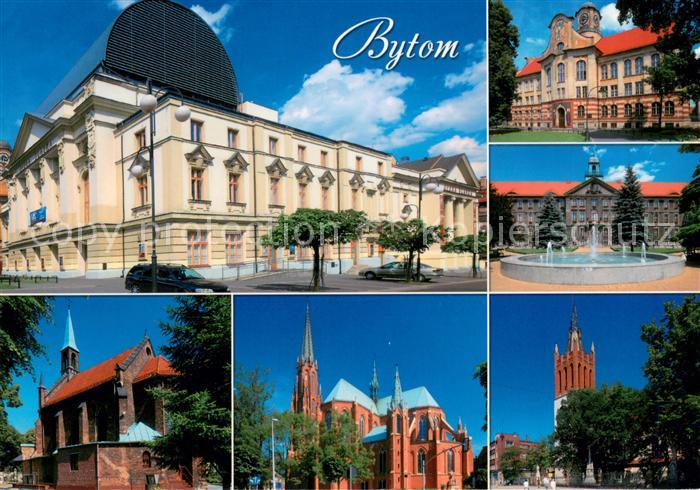 Bytom Beuthen Opery Slaskiej Urzad Miejski i fontanna w Parku Miejskim Kosciol s