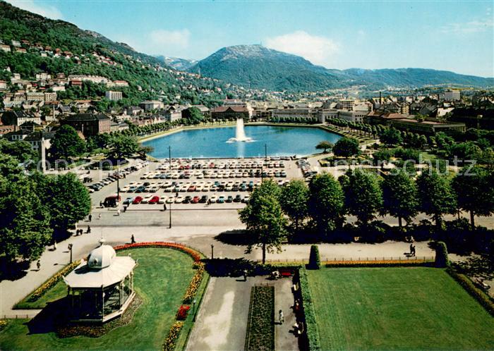 Bergen Norwegen Utsikt over Festplassen med Lille Lungegardsvann