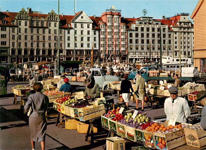 Bergen Norwegen Parti fra Torget Fruktsalg