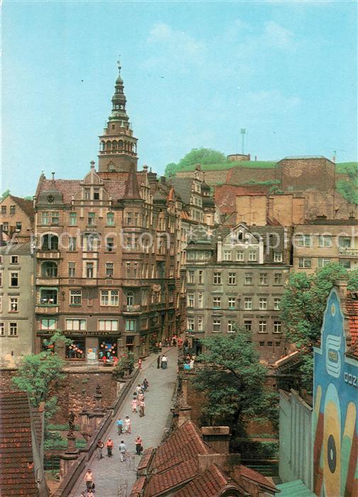 Klodzko Fragment mitast na pierwszym planie gotycki most kamienny w glebi widocz