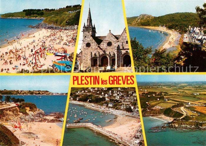 Plestin-les-Greves Strand Fliegeraufnahme Hafen