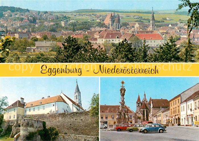 Eggenburg Niederoesterreich Panorama Stadtmauer Hauptplatz mit Stephanskirche un