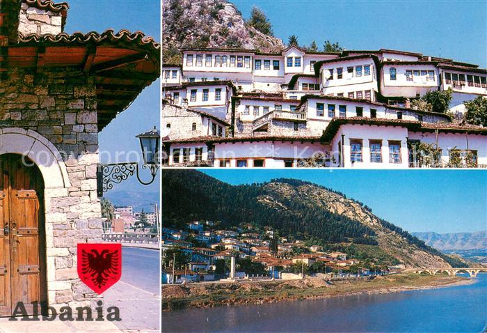 Berat Albanien Front view of ancien city of Berati