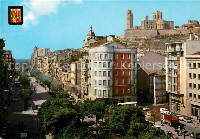 Lleida Avinguda del Caudillo i Seu Antiga al fons