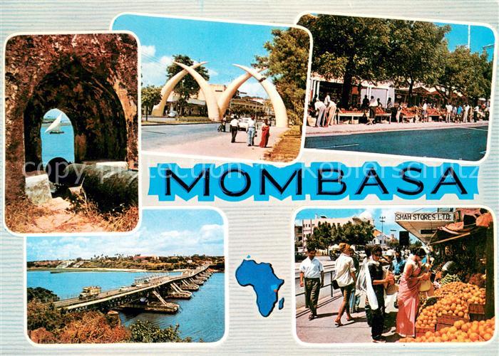 Mombasa Teilansichten Kanone Bruecke Markt