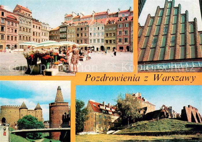 Warszawa Altstaedter Ring Altstadt Giebel Kathedrale Barbikan Pulverturm Stadtbe