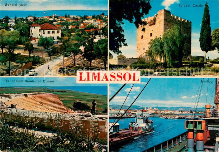 Limassol General view Ancient theater of Corium Kolossi Castle Harbour