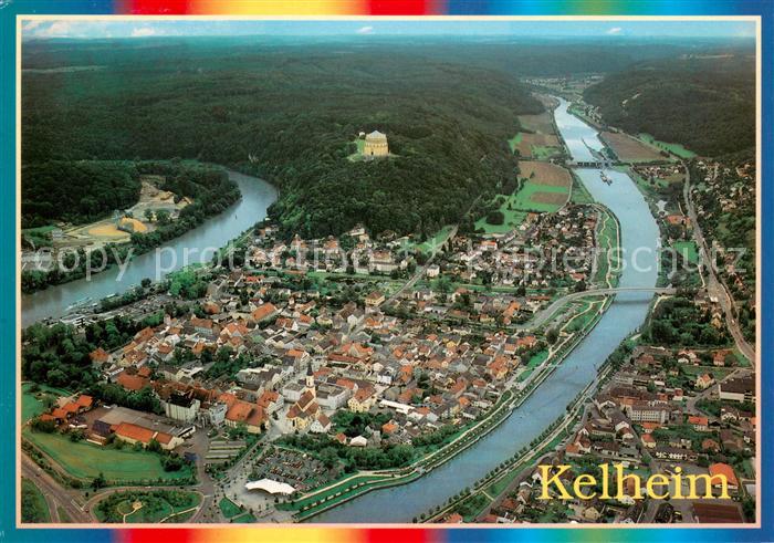 Kelheim am Zusammenfluss von Altmuehl und Donau Fliegeraufnahme