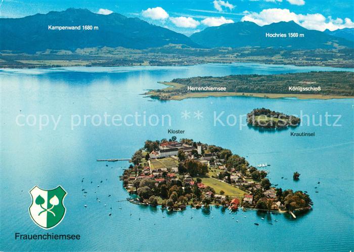 Frauenchiemsee Kloster Frauenwoerth Alpen Fliegeraufnahme