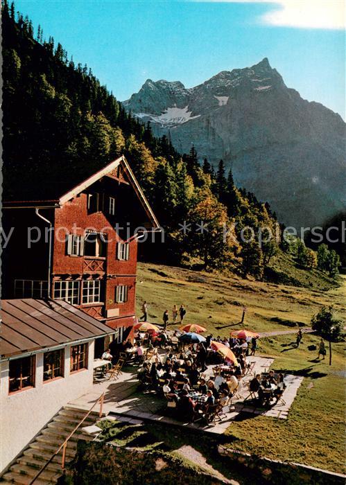 Eng Karwendel Alpengasthof am Grossen Ahornboden mit Eiskar und Spitzkar Karwend