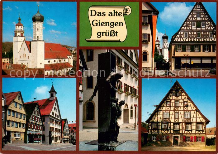 Giengen Brenz Motive Altstadt Fachwerkhaeuser Kirche Brunnen