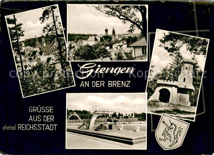 Giengen Brenz Stadtansichten Freibad Turm Wappen
