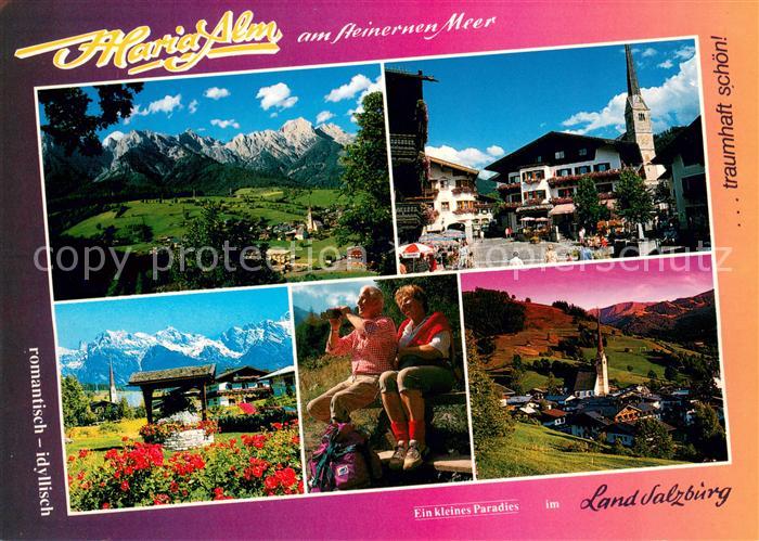 Maria Alm Steinernen Meer Panorama Ortsmotiv mit Skigebiet Aberg Langeck