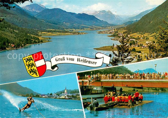 Weissensee Kaernten Panorama Wasserski Floesse