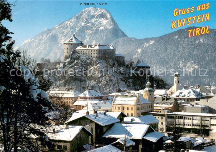 Kufstein Tirol Stadtblick mit Festung und Pendling