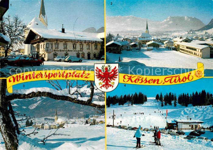 Koessen Tirol Strassenmotiv mit Gasthaus Erzherzog Rainer Zahmer und Wilder Kais