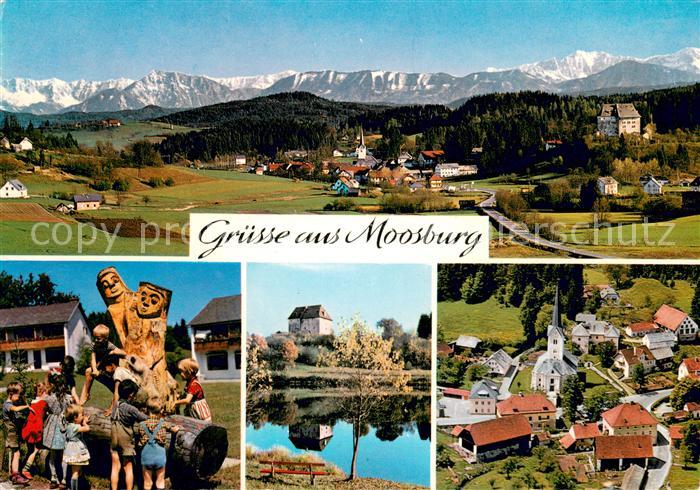 Moosburg Kaernten Panorama mit Karawankenkette Kinderdorf Motiv Schloss Moosburg