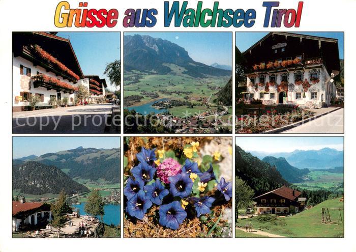 Walchsee Tirol Hauptstrasse Blumenhaeuser Kaisergebirge Walchseerhof Lippenalm A