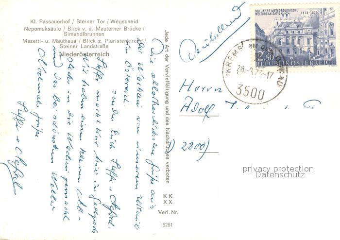 Krems Donau Kl Passauerhof Steiner Tor Wegscheid Nepomuksaeule Mauterner Bruecke – Bild 2