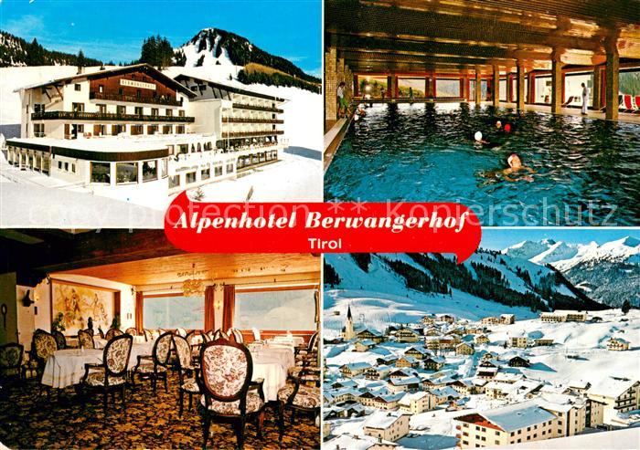 Berwang Tirol Alpenhotel Berwangerhof Gastraum Hallenbad Panorama