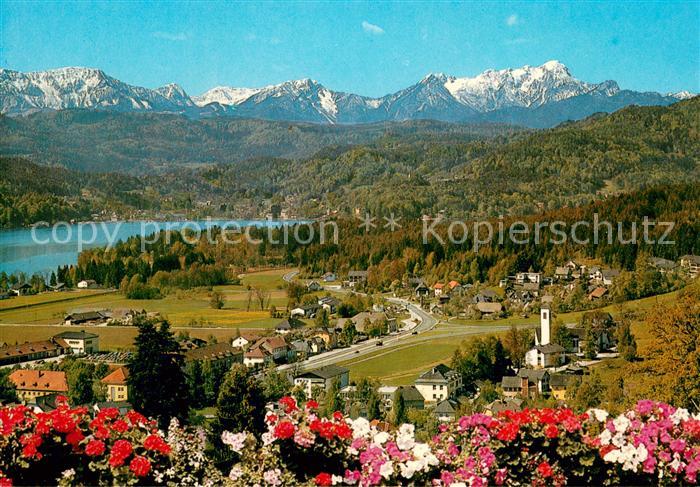 Krumpendorf Woerthersee Panorama mit den Karawanken