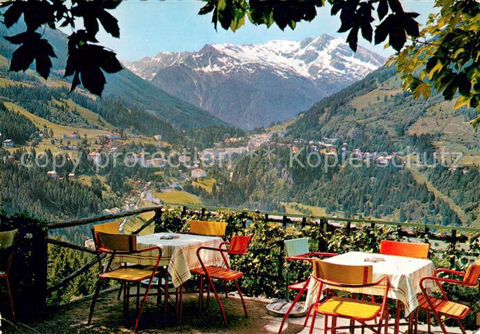 Badgastein mit Radhausberg Blick von der Terrasse des Cafe Gamskar