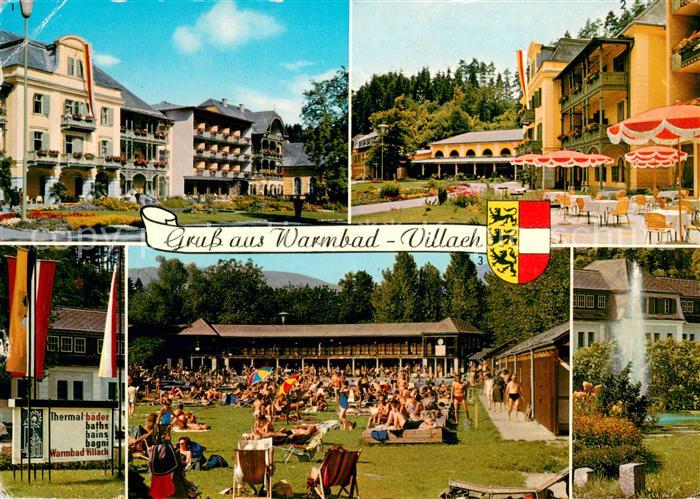 Warmbad Villach Kurhaeuser Kurcafe Terrasse Thermalfreibad