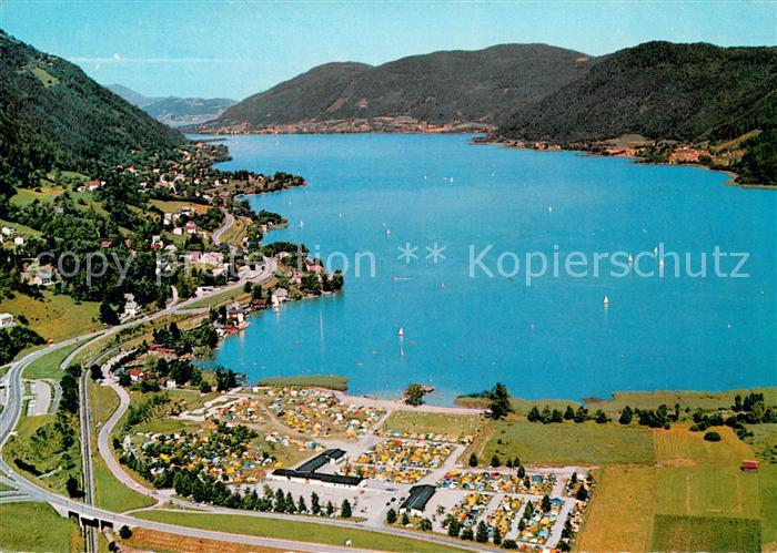 Annenheim Ossiacher See Fliegeraufnahme mit Camping und Bad